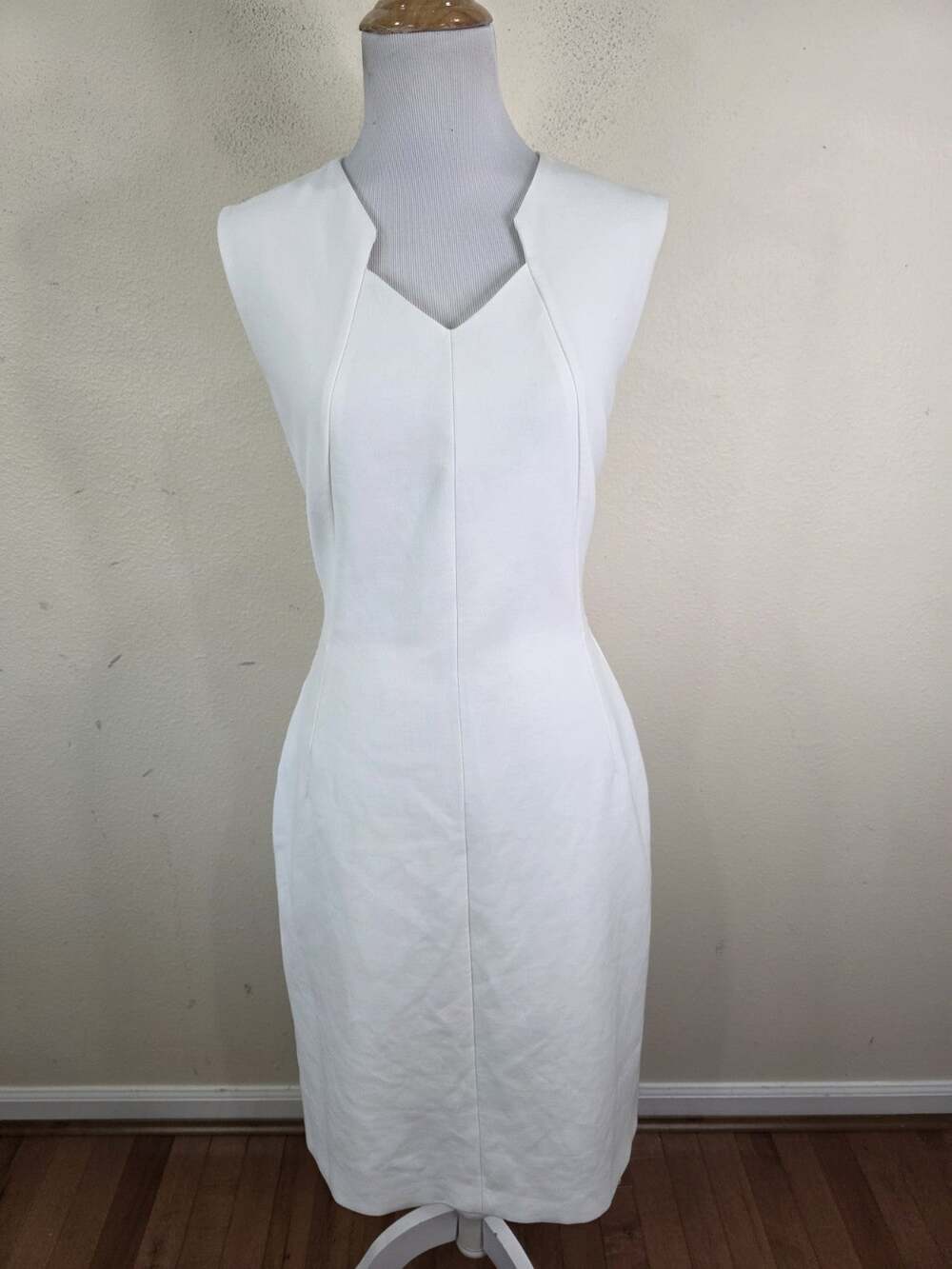 Hugo Boss BOSS Dokysa Stretch Woven Sheath Dress Ivory Women’s Size 4 Sleeveless